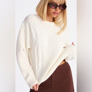 Cozy Cable Knit Sweater - Cream